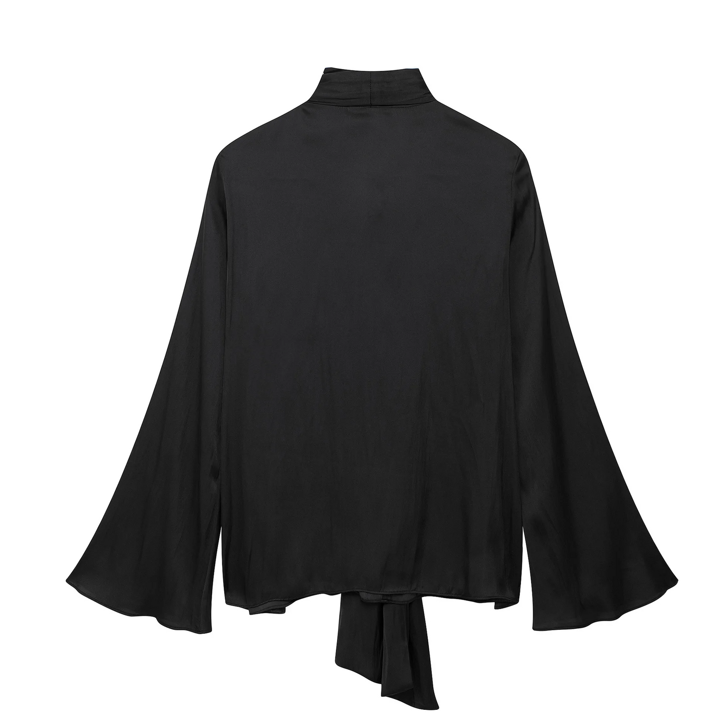 Chemise ras du cou Claudia pour femme avec nœud | Manches longues, couleur unie 5