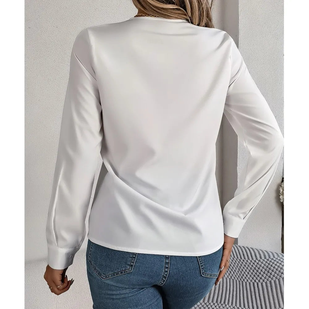 Chemisier slim col V Giada pour femme | Manches longues superposées 2