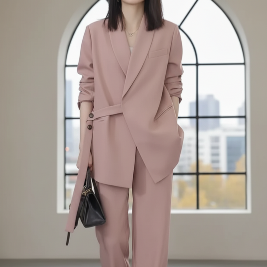 Costume coréen pour femme Amara | avec blazer ceinturé et pantalon large 0