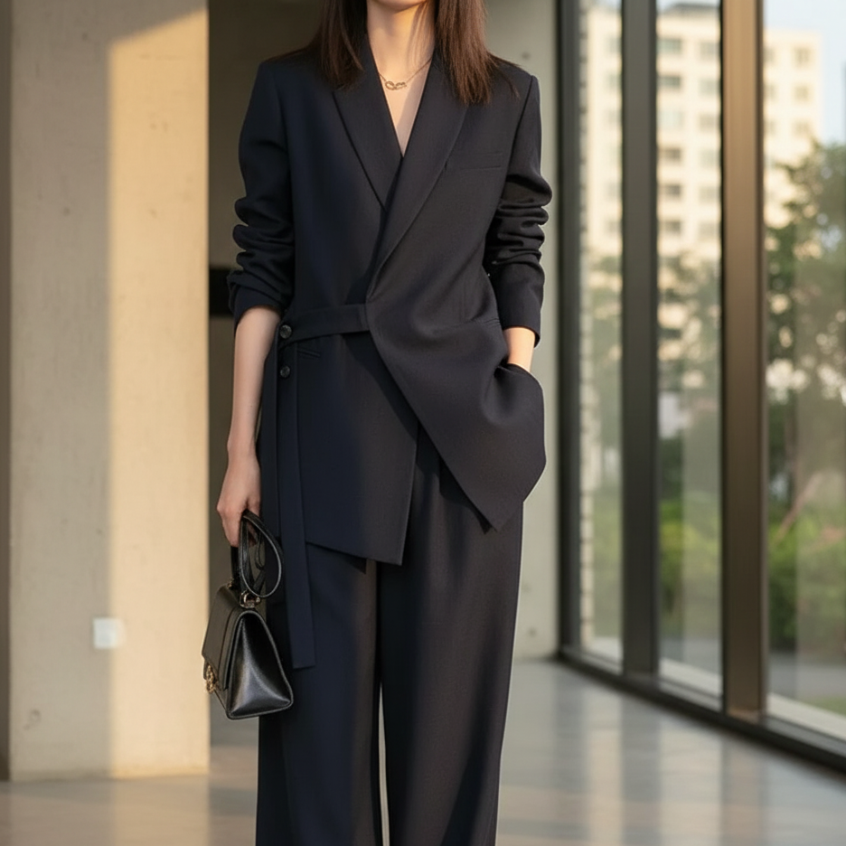 Costume coréen pour femme Amara | avec blazer ceinturé et pantalon large 1