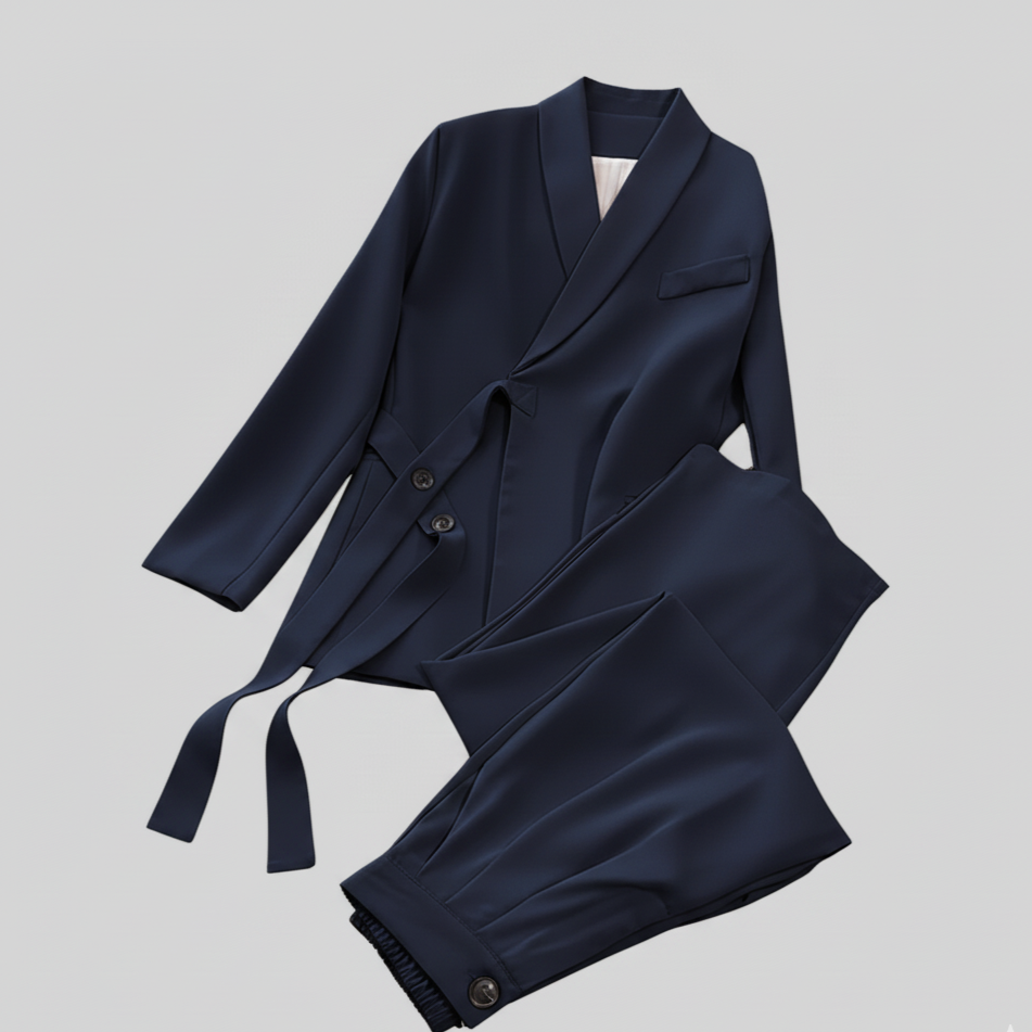 Costume coréen pour femme Amara | avec blazer ceinturé et pantalon large 2
