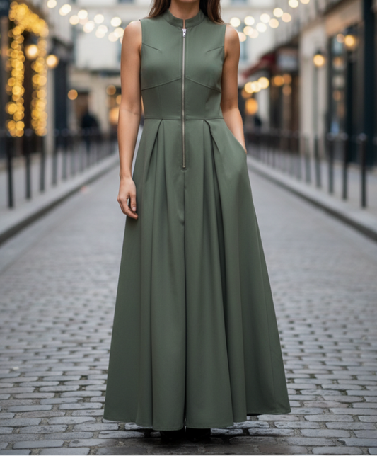 Auriane Robes Longues Plissées pour Femme | Élégantes, Sans Manches, Midi