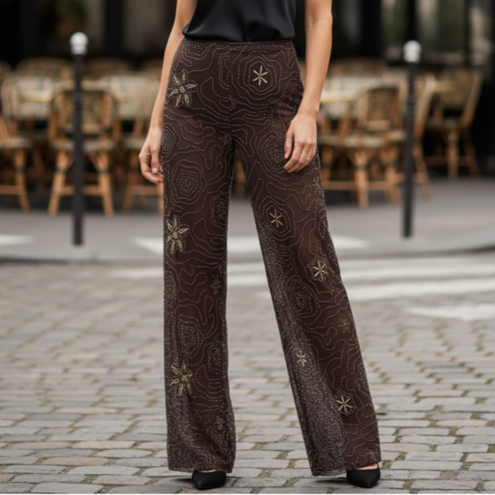 Luma Pantalons Femme Baggy à Paillettes | Taille Haute, Légers, Respirants
