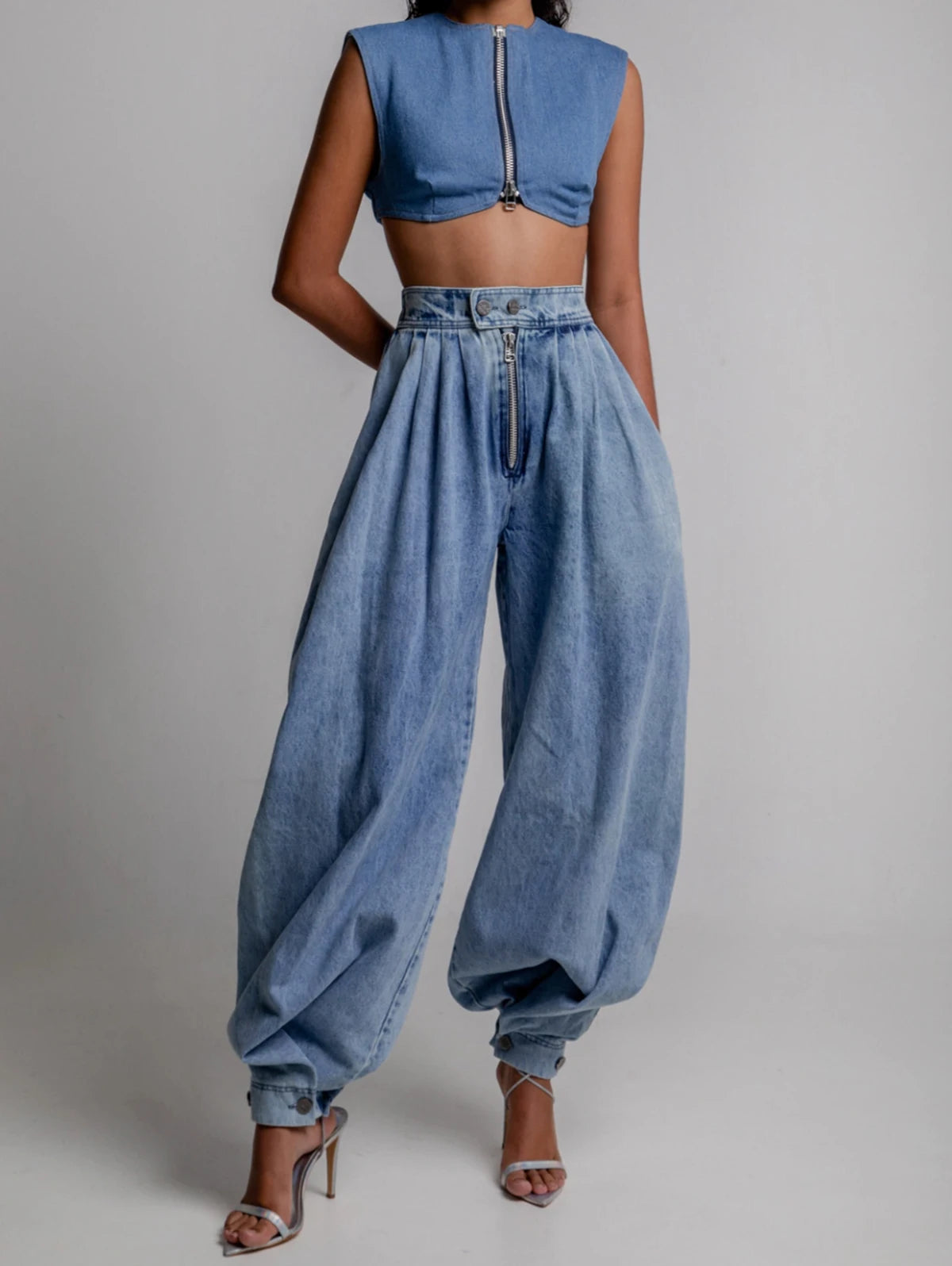 Liora Pantalon Fluide Taille Haute pour Femme | Denim Vintage, Style Décontracté 1