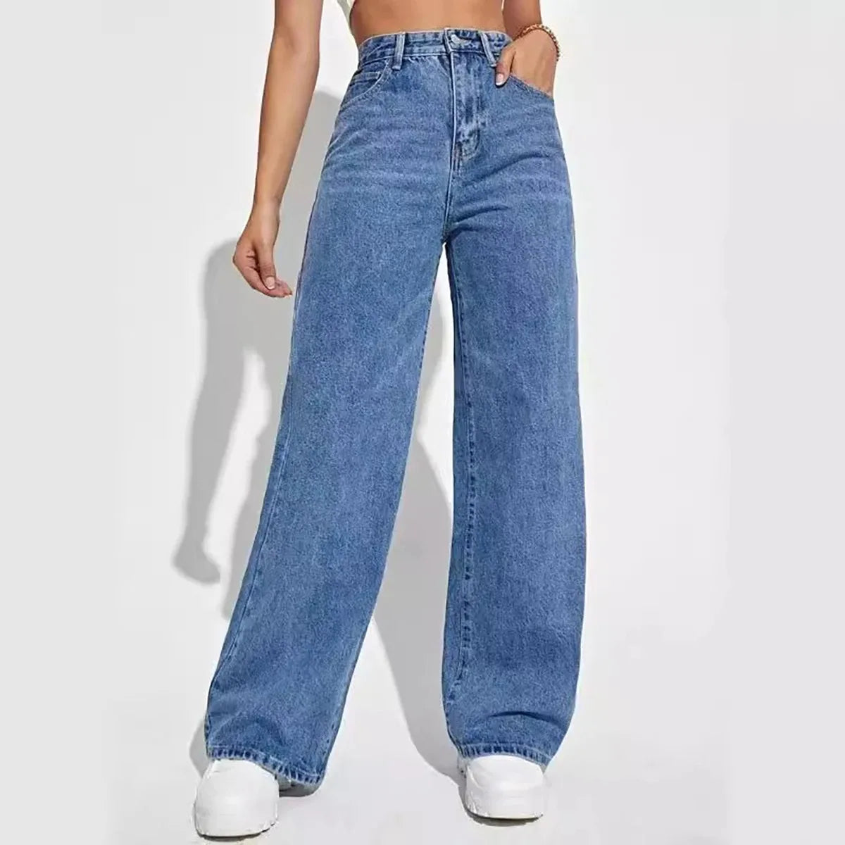 Liora Pantalons Baggy Femme Taille Haute en Jean | Style Rétro, Confort Optimal 1