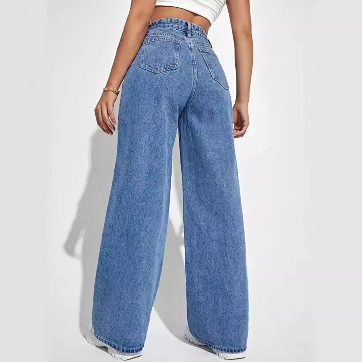Liora Pantalons Baggy Femme Taille Haute en Jean | Style Rétro, Confort Optimal 2