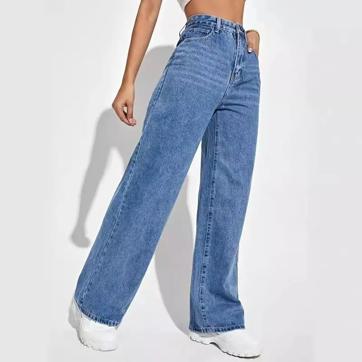 Liora Pantalons Baggy Femme Taille Haute en Jean | Style Rétro, Confort Optimal 3