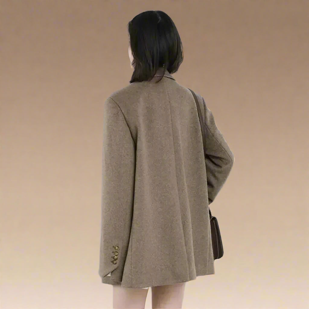 Liora Veste Blazer Femme Noir en Laine Mélangée | Épais, Confortable, Élégant 2