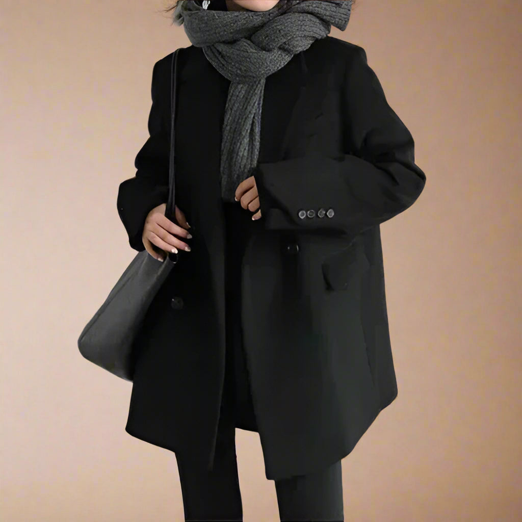 Liora Veste Blazer Femme Noir en Laine Mélangée | Épais, Confortable, Élégant 5