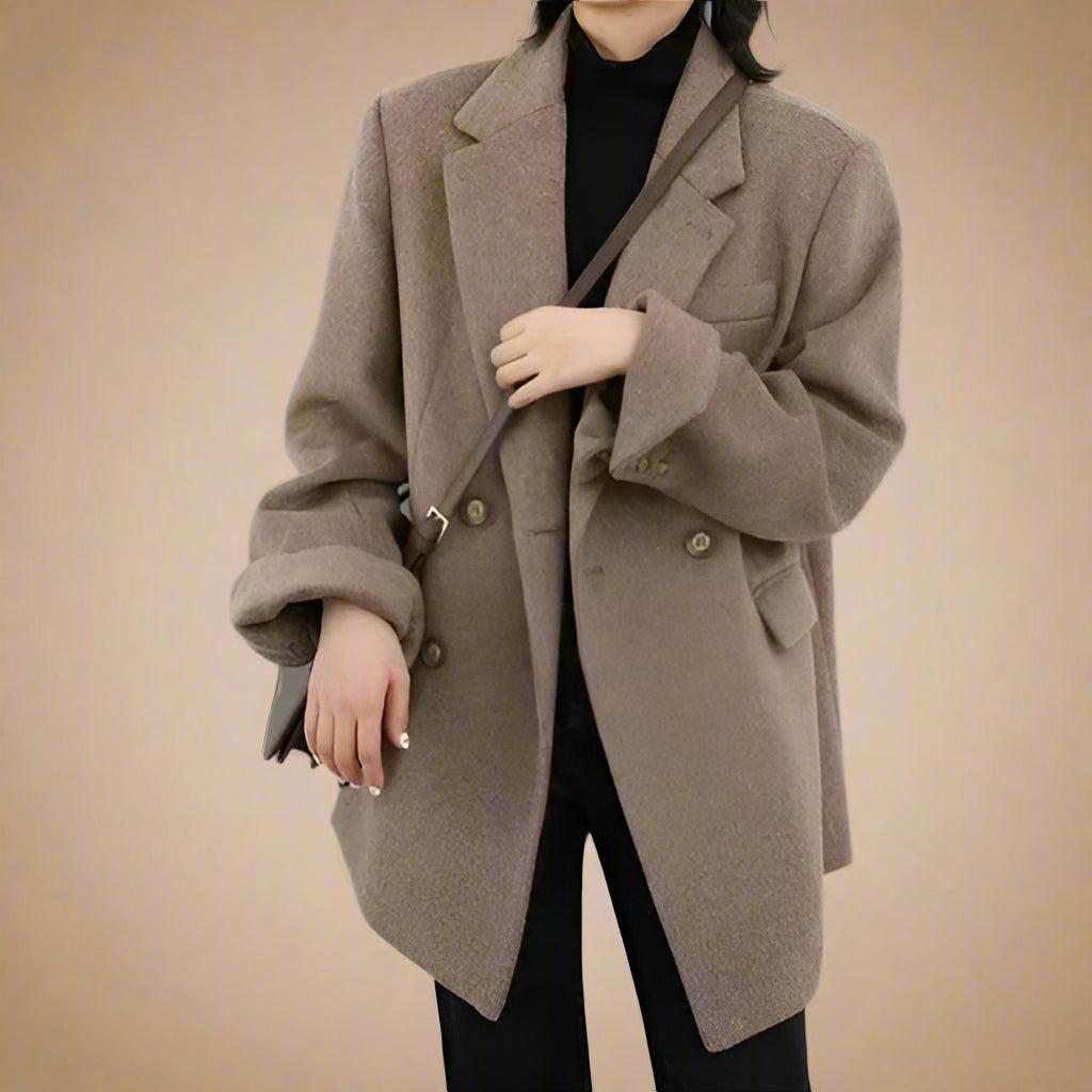Liora Veste Blazer Femme Noir en Laine Mélangée | Épais, Confortable, Élégant 6
