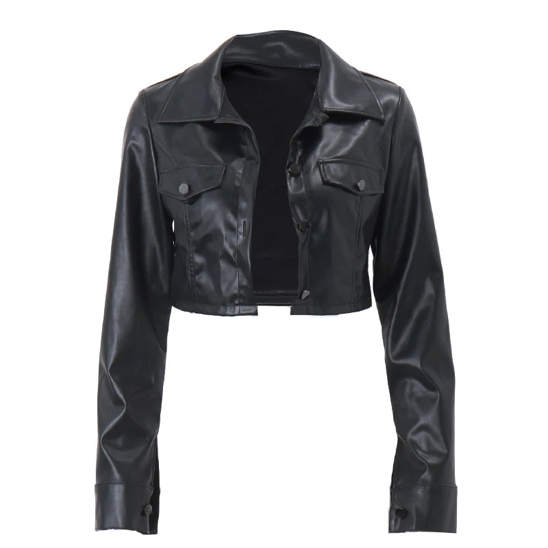 Liora Veste Femme en Similicuir à Col Rabattu | Tendance Y2K, Détails Boutonnés 5