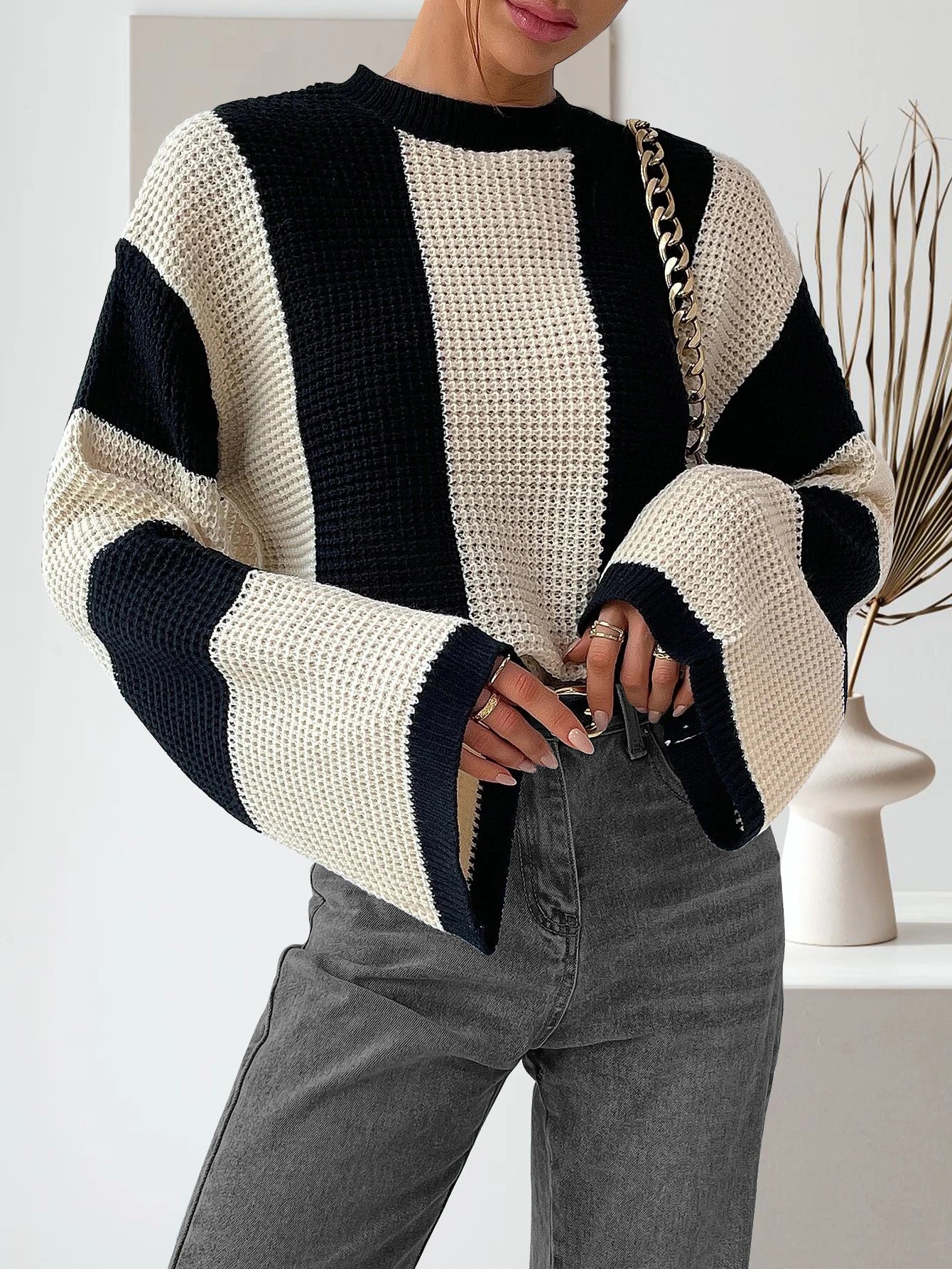 Lira Hauts en Tricot Colorblock à Manches Longues pour Femme | Confortables, Décontractés 3