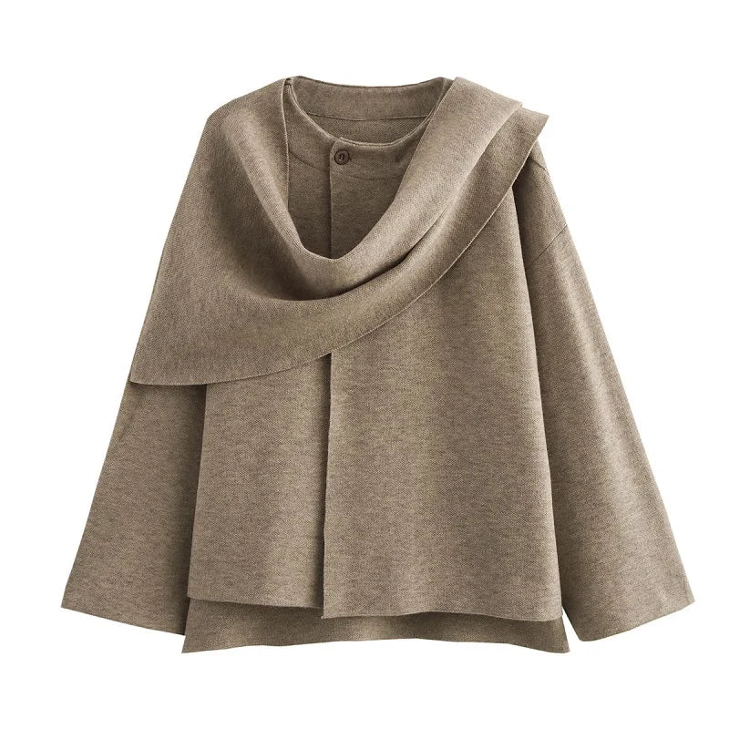 Manteau femme Carso avec châle asymétrique | Tissu, manches longues 5