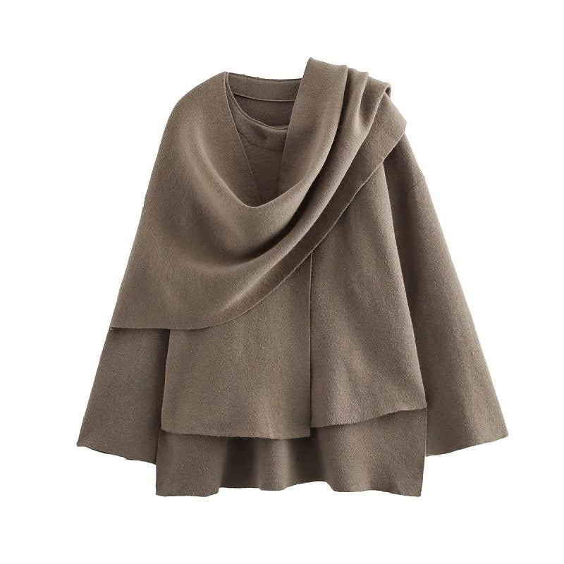 Manteau femme Carso avec châle asymétrique | Tissu, manches longues 7