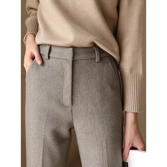 Pantalon élégant en tweed Tavia pour femme | Taille haute, effet amincissant 0