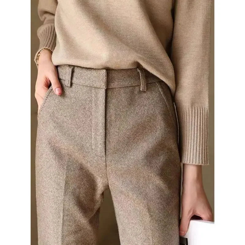Pantalon élégant en tweed Tavia pour femme | Taille haute, effet amincissant 1