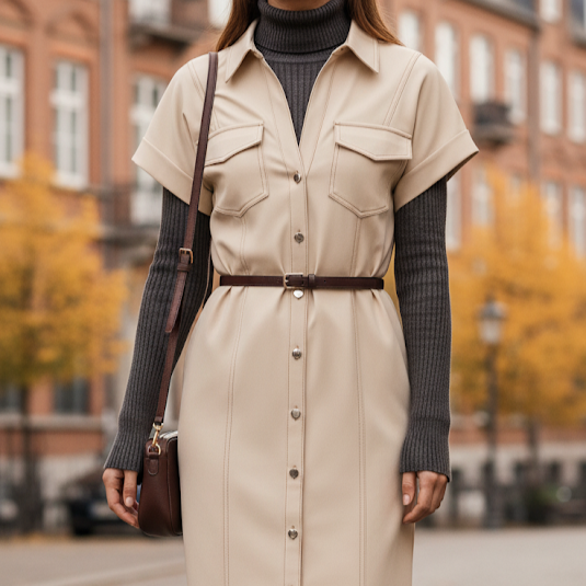 Robe midi ajustée en jean Daria | Ceinture plissée et fermeture éclair latérale 3