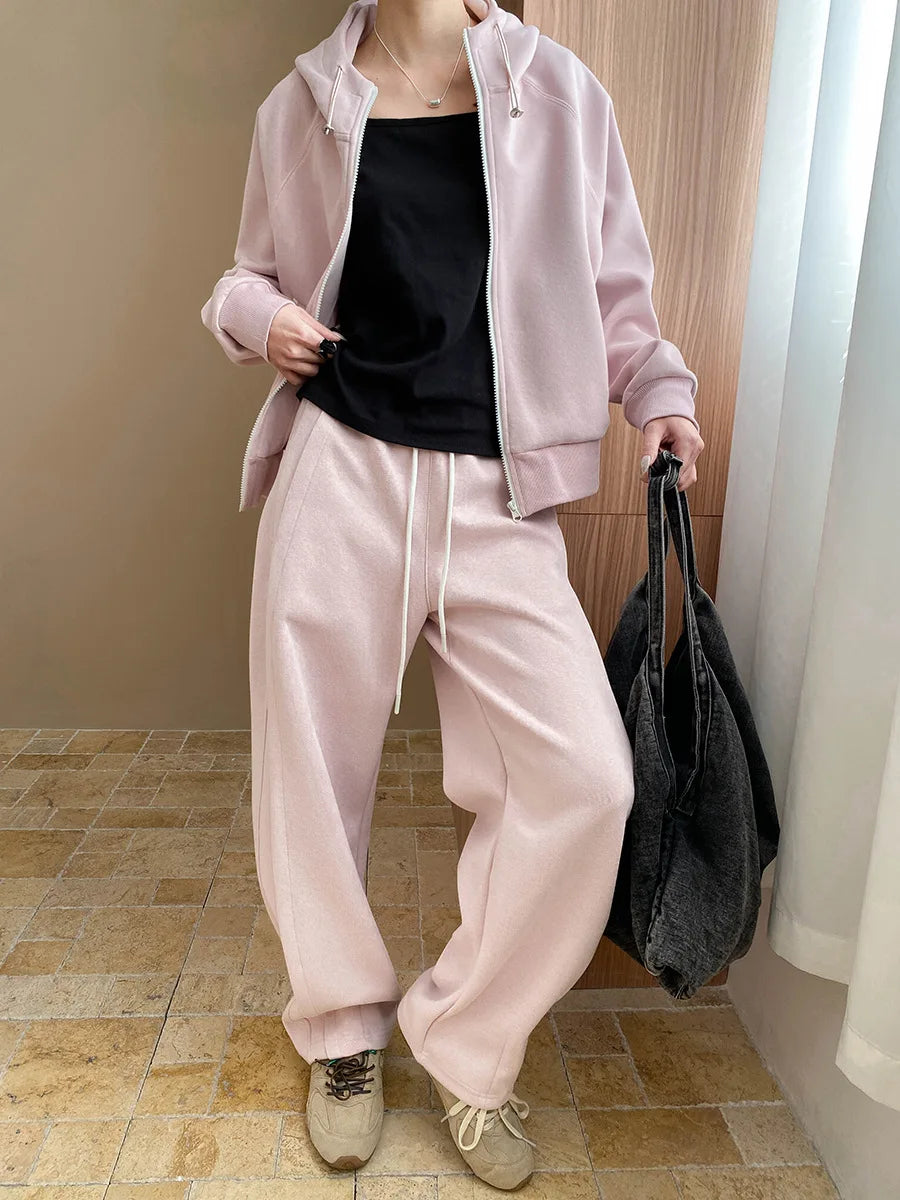Survêtement femme Corallina avec sweat à capuche et pantalon large | Taille haute, couleur unie 2