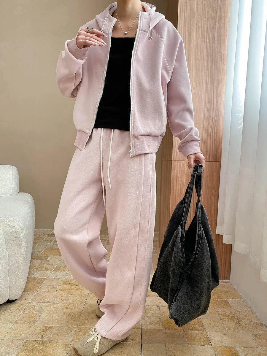 Survêtement femme Corallina avec sweat à capuche et pantalon large | Taille haute, couleur unie 5