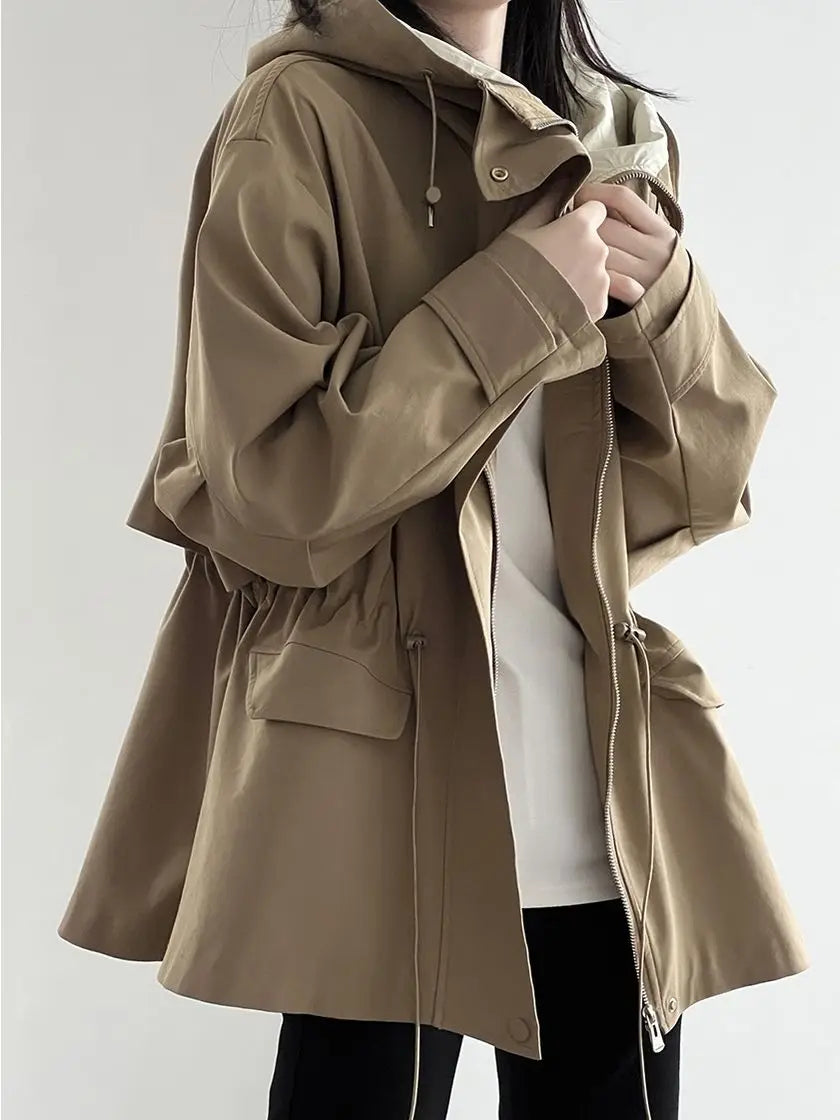 Trench-coat court à capuche pour femme Luma | Coton, épaules larges 1