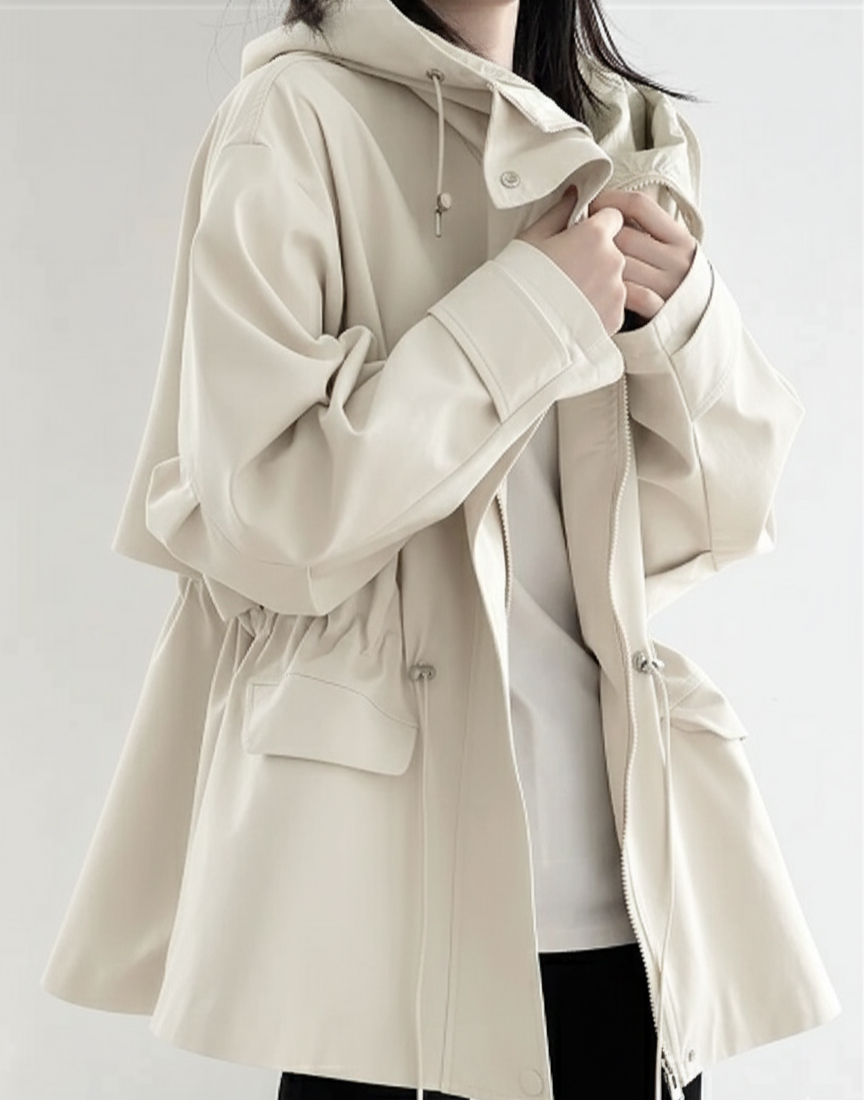 Trench-coat court à capuche pour femme Luma | Coton, épaules larges 2
