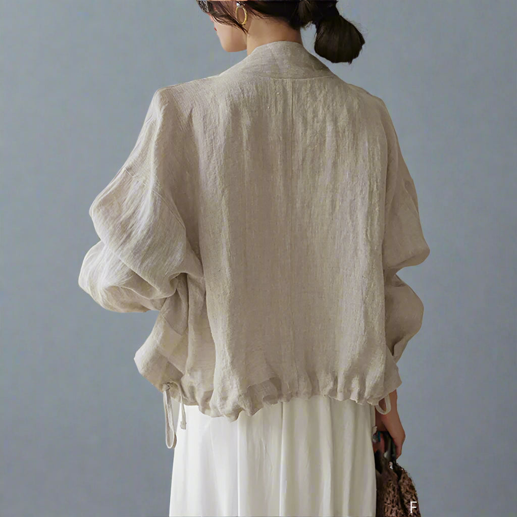 Veste légère style coréen Flera pour femme | Manches longues, lin et coton 3