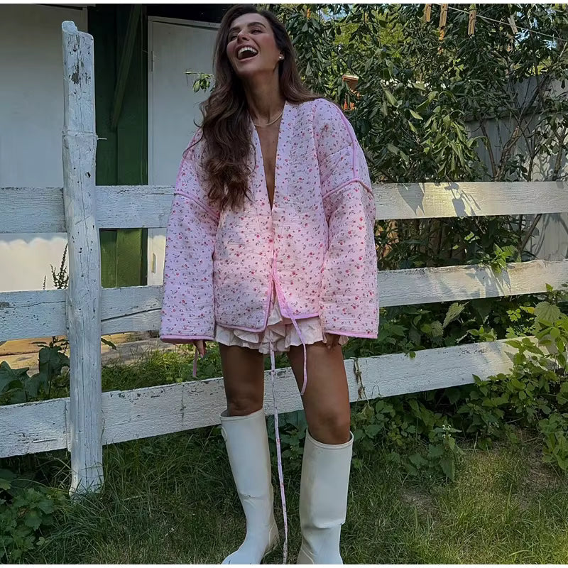 Veste matelassée Florina pour femme à imprimé floral | Parka à lacets 2