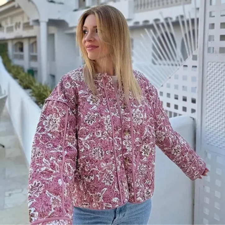 Veste matelassée fleurie Aura pour femme | Manches longues et col rond 4