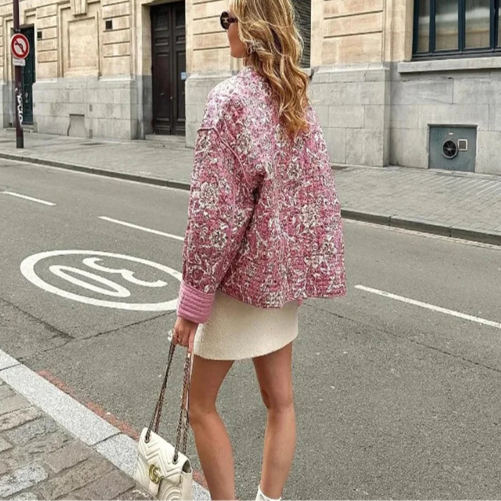 Veste matelassée fleurie Aura pour femme | Manches longues et col rond 5