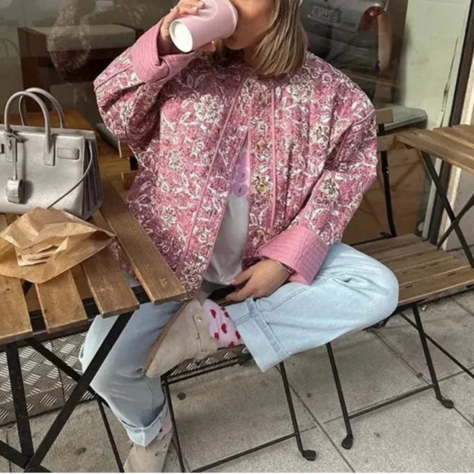 Veste matelassée fleurie Aura pour femme | Manches longues et col rond 6