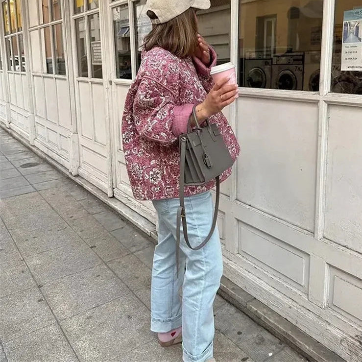 Veste matelassée fleurie Aura pour femme | Manches longues et col rond 7