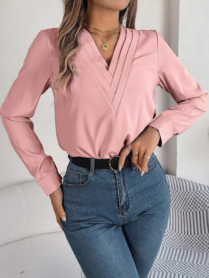 Chemisier slim col V Giada pour femme | Manches longues superposées 5