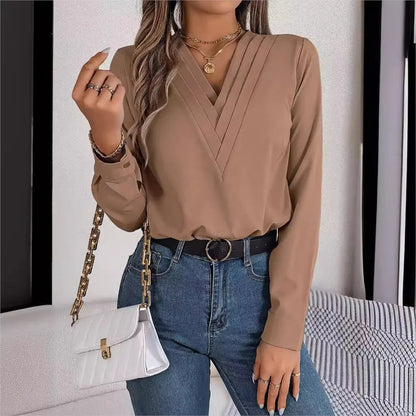 Chemisier slim col V Giada pour femme | Manches longues superposées 6