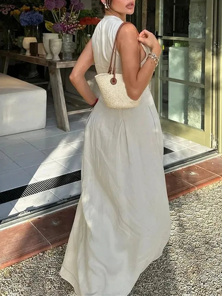 Elara Robes Longues Femme Plissées pour Été | Élégantes, Sans Manches, Midi 2