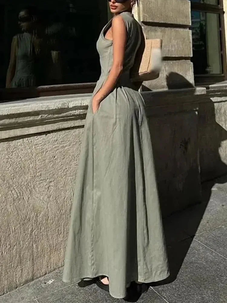 Elara Robes Longues Femme Plissées pour Été | Élégantes, Sans Manches, Midi 5