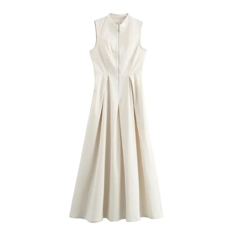 Elara Robes Longues Femme Plissées pour Été | Élégantes, Sans Manches, Midi 6