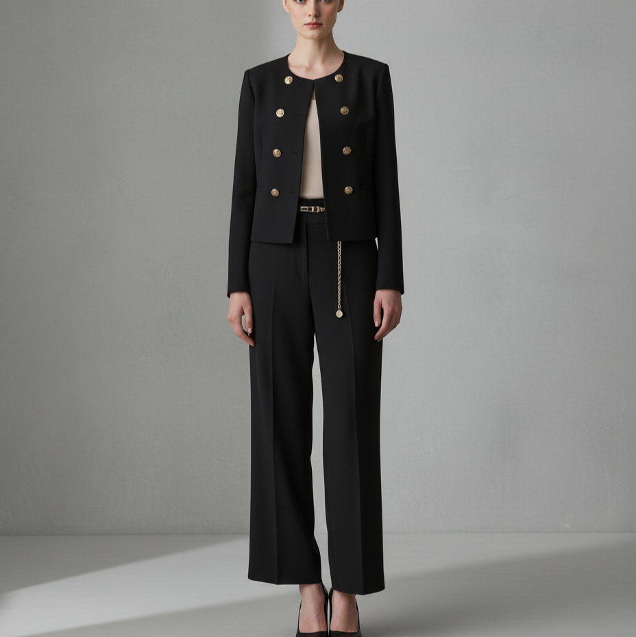 Ensemble blazer croisé Birgit pour femme | avec pantalon taille haute 0