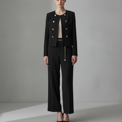 Ensemble blazer croisé Birgit pour femme | avec pantalon taille haute 0