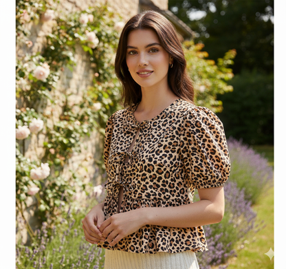 Liora Blouse Femme Chic à Volants | Manches Bouffantes, Coupe Cintrée, Féminine