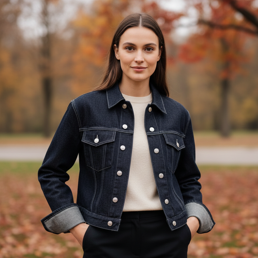 Vyra Ensemble en Jean Femme Vintage | Veste et Pantalon, Coupe Ajustée, Poches Pratiques