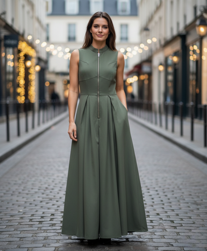 Elara Robes Longues Plissées pour Femme | Élégantes, Sans Manches, Midi