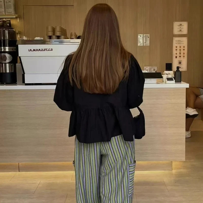 Liora Blouse Femme Chic à Volants | Blanche, Manches Bouffantes, Coupe Cintrée 4