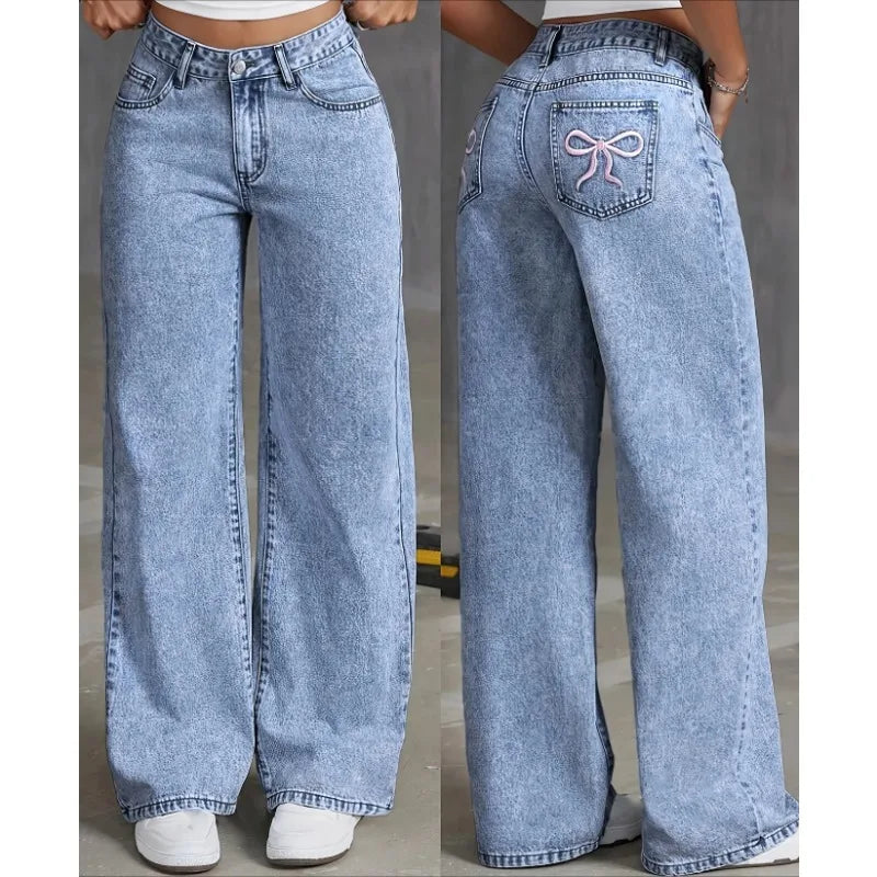 Liora Jean Femme Évasé à Taille Haute | Denim, Poches Brodées, Style Décontracté 0