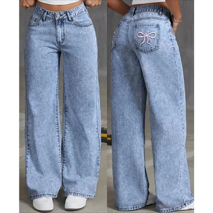 Liora Jean Femme Évasé à Taille Haute | Denim, Poches Brodées, Style Décontracté 0