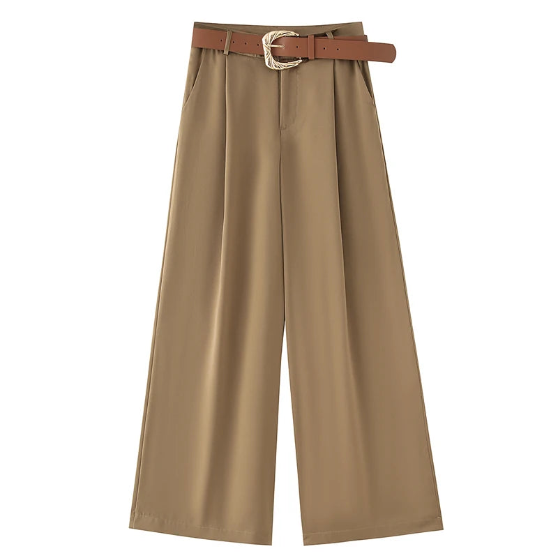 Liora Pantalon Fluide Femme à Taille Haute | Satiné, Évasé, avec Poches 6