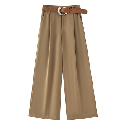 Liora Pantalon Fluide Femme à Taille Haute | Satiné, Évasé, avec Poches 6