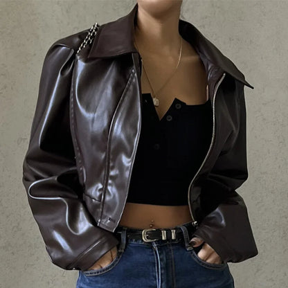 Liora Veste Femme en Similicuir à Col Rabattu | Tendance Y2K, Détails Boutonnés 6
