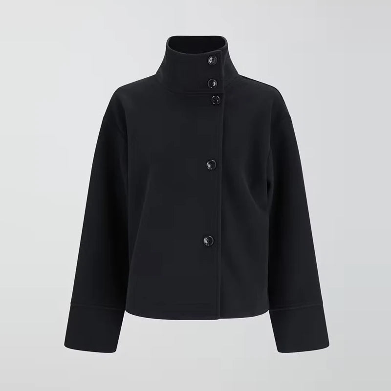 Manteau court en laine Erika pour femme, à simple boutonnage et revers | Manches longues, coupe ample 6