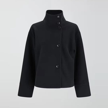 Manteau court en laine Erika pour femme, à simple boutonnage et revers | Manches longues, coupe ample 6