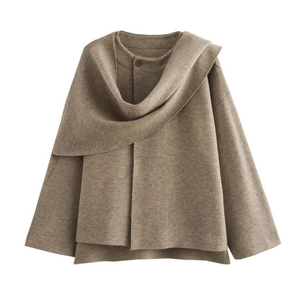 Manteau femme Carso avec châle asymétrique | Tissu, manches longues 5